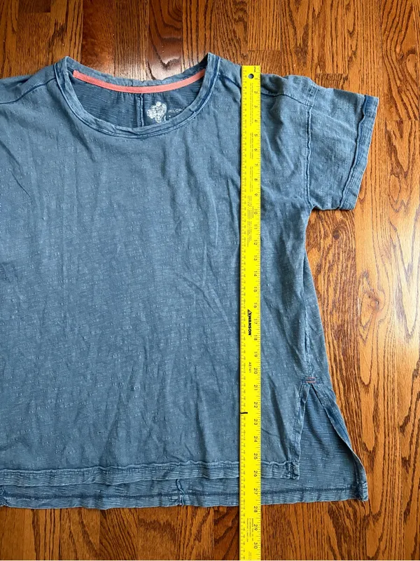 Pilcro Anthropologie Jordyn Oversized Cotton Slub Tee Faded Blue/Indigo Wash M - Image 11