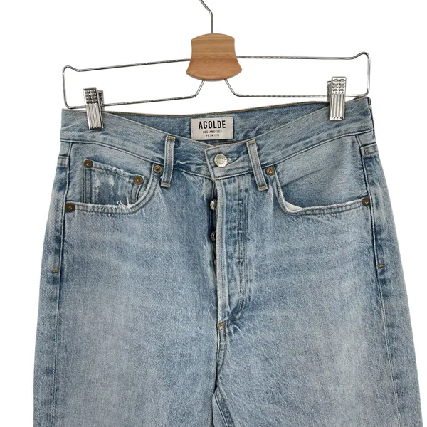 Agolde‎ Riley High Rise Straight Crop Jeans Denim Shatter Wash Blue Size 27 - Image 4