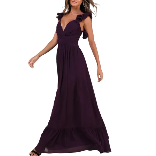 NWT Lulus Soiree Celebration Purple Ruffled Lace-Up Maxi Dress Size XS - Image 2