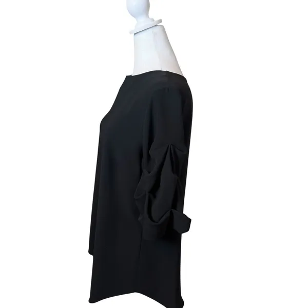 Revolve Amanda Uprichard Merris Top Black Puff Sleeve Large Minimalist Neutral - Image 5