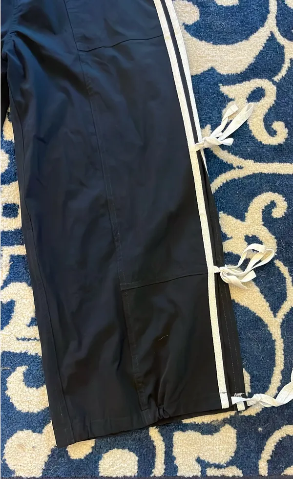 Adorable Black Track Pants with White Side Ties - Image 4