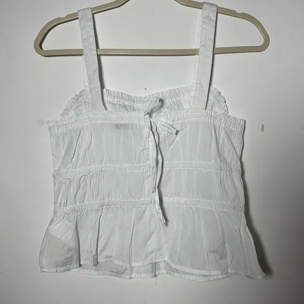 Madewell White Ruched Smocked Peplum Tank Top Womens Size‎ S - Image 2