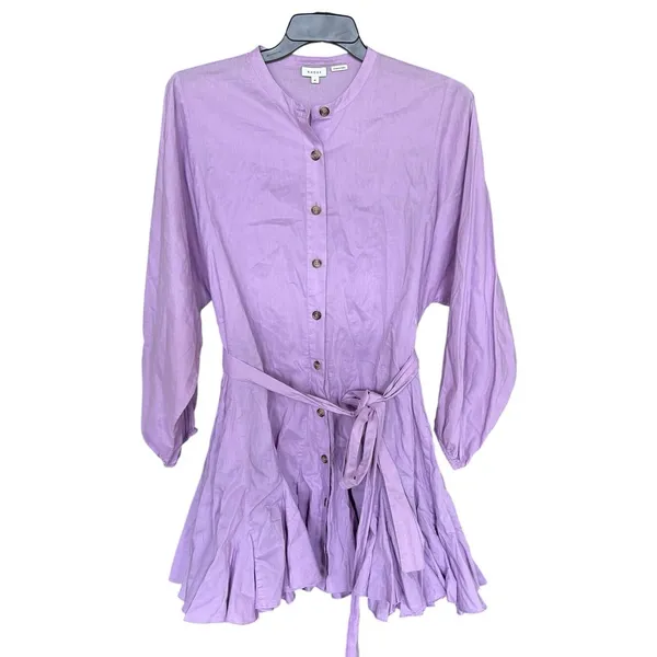 Rhode 100% Cotton Purple Ruffle Emma Mini Dress Size Medium - Image 2
