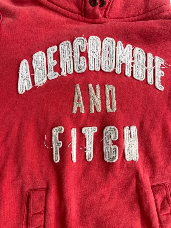 Vintage 90s Abercrombie & Fitch Red Hoodie, Size L - Image 2