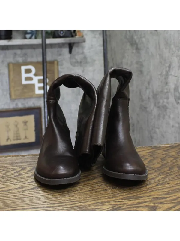 INC International Concepts Wide-Calf Leather Riding Boots Chocolate Brown 6M-WC - Image 4