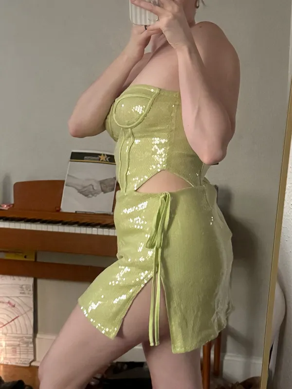 Pretty Little Thing Green Mini Sequin Dress - Image 2