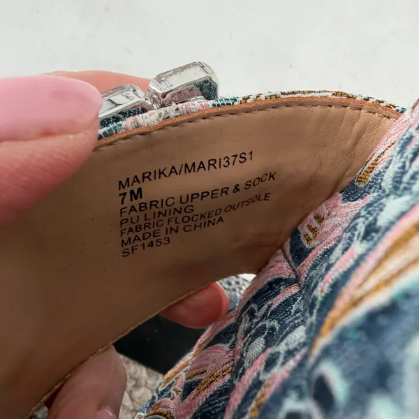 Steve Madden Marika Slide Sandals Si 7‎ Blue Floral Rhinestone Resort Vacatione - Image 6