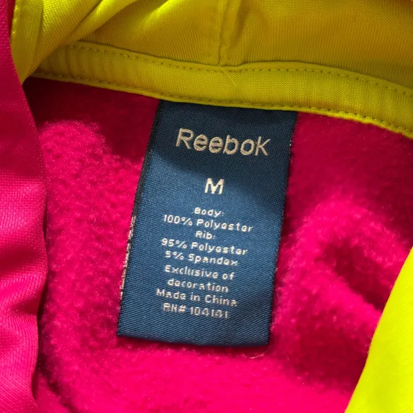 Reebok Women's Pink Neon Trim Hoodie Athletic Sweatshirt Size M‎ - Image 2