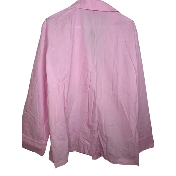 SKIMS Cotton Poplin Button Up Shirt Collared Baby Pink L Oversized Sleep NWT - Image 2