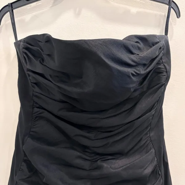 VTG Y2K Jessica McClintock Black Strapless‎ Ruched Mini Cocktail Dress LBD Sz 14 - Image 3