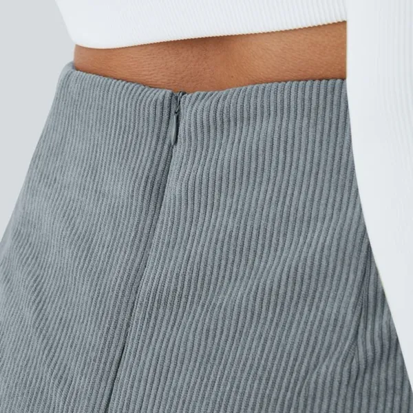 Halara High Waisted Back Zipper Split Hem 2-in-1 Corduroy Casual Skirt Sz Large - Image 6