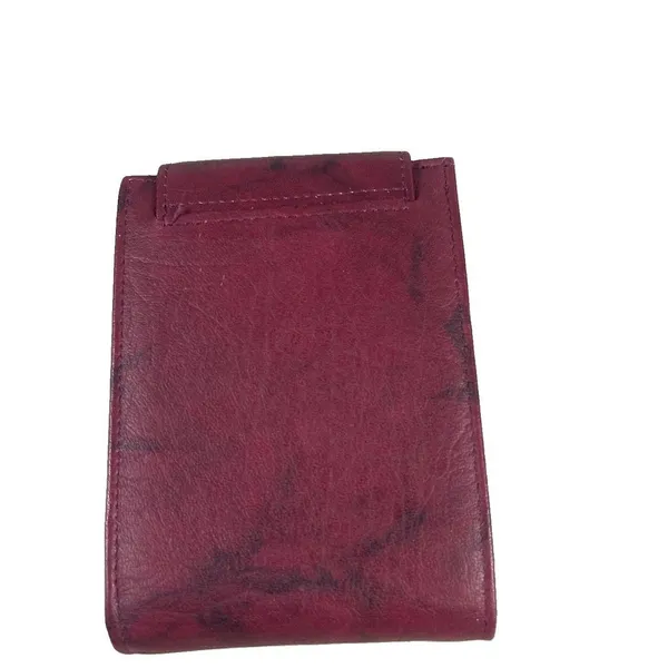 Buxton Burgundy Leather Credit Card Wallet Top Grain Cowhide Snap Closure - Image 4