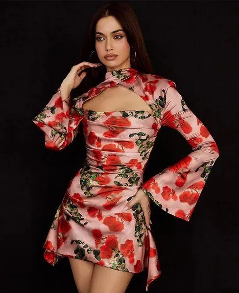 Floral Print High Neck Dress - Image 3