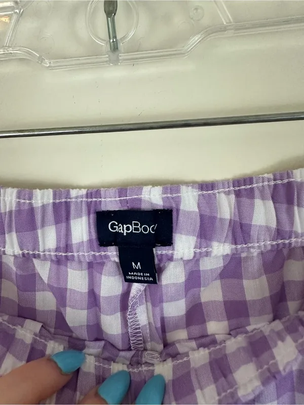 Gap Body Purple Gingham Plaid Poplin Cotton Pajama Pants Size Medium NWT - Image 5