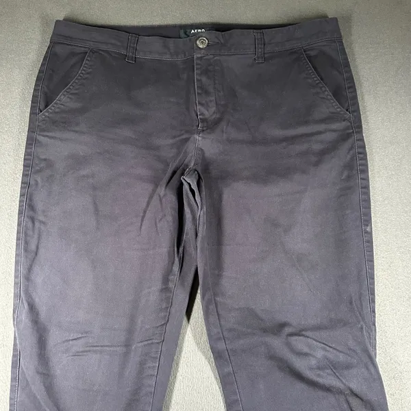 AERO Skinny Ankle Pants Womens 16 Long Navy Casual Chino‎ Stretch Flat Front - Image 2