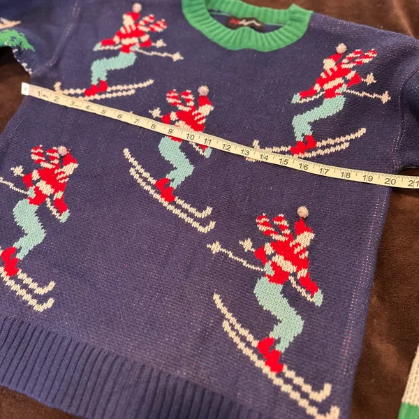 32 Degrees Heat Sz: XS Alpine Down Hill Ski Winter Trees Snow Holiday Pompom Sweater. - Image 3