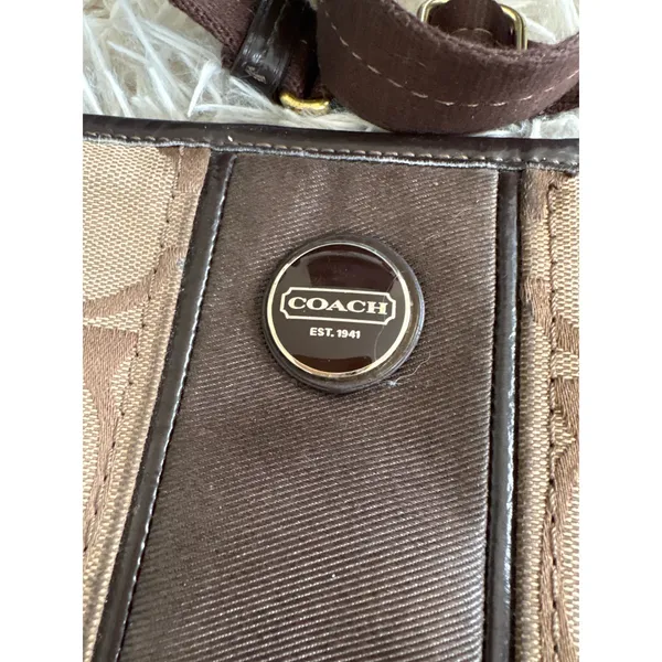 Coach Signature C Monogram Canvas Brown Leather Crossbody "Duffle" Purse‎ - Image 3