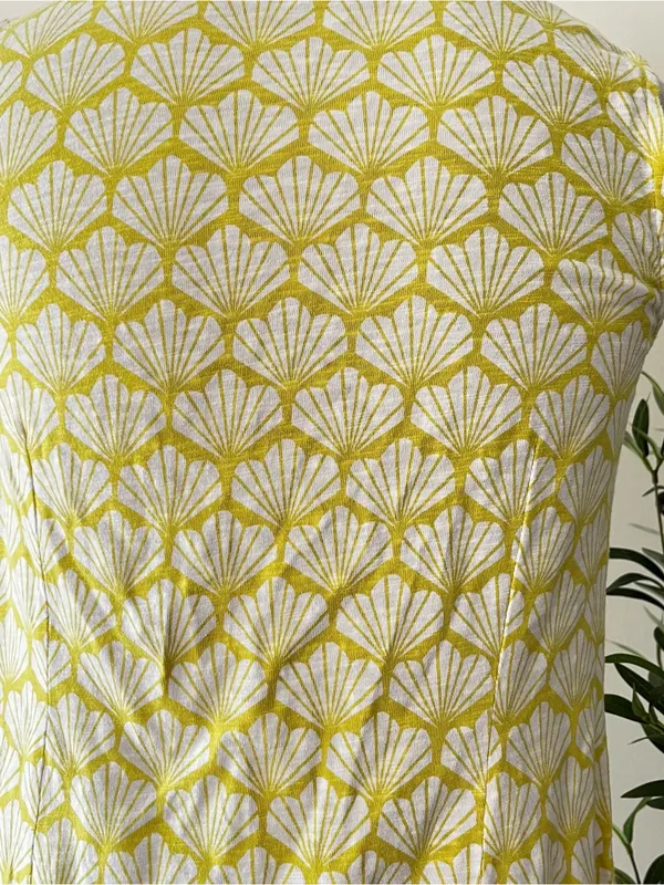 Boden Sleeveless chartreuse and teal Shell-Print cotton Dress - Image 4