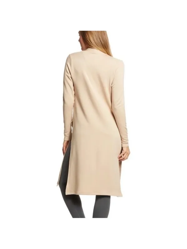Beyond Yoga High Slits Fleece Long Duster Cardigan Sweater Beige Women’s XS - Image 16