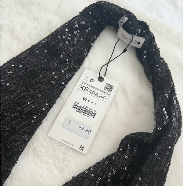 ZARA Black Sparkly Top Backless Halter - Image 3