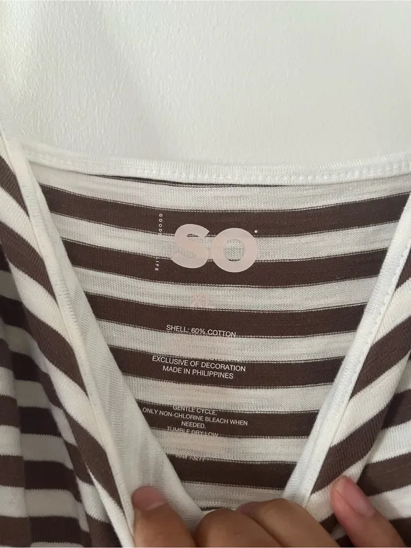 NWT SO Brown White Striped Maxi Dress Large Beach Coastal Resort Vacation - Image 5
