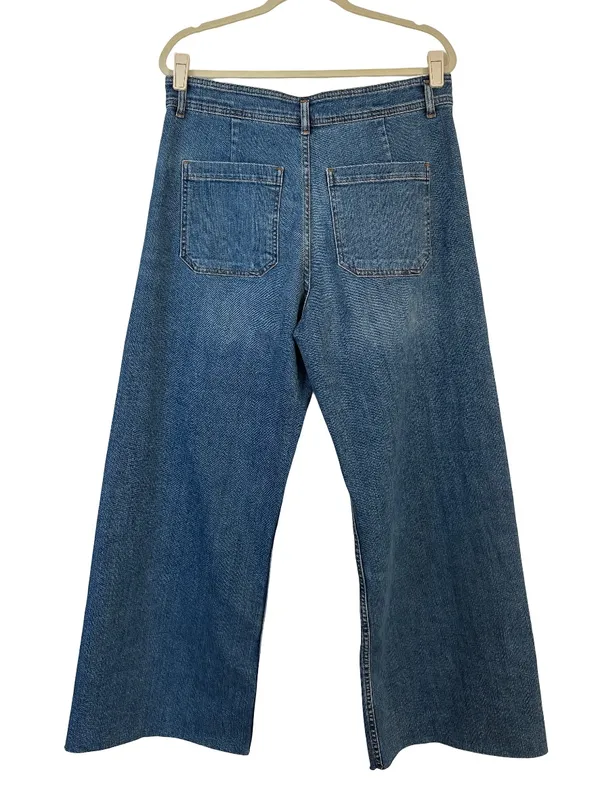 NWT Zara High Rise Marine Straight Jeans Size 14 - Image 3