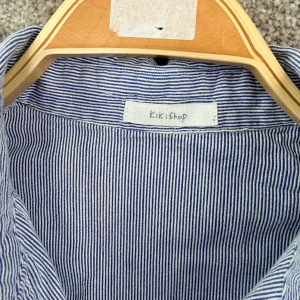 KikiShop Blue Pinstripe Shirt Dress Belted Coastal Grandma Minimalist Lagenlook - Image 10