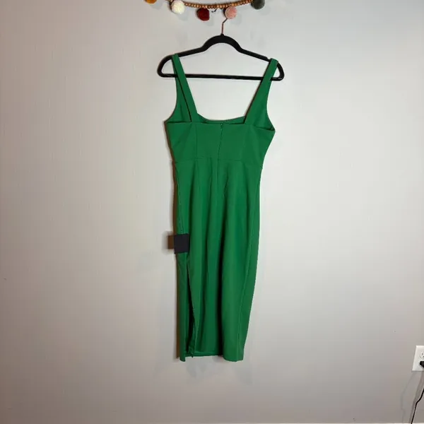 NWT Lulus Vibrant Allure Green Square Neck Sleeveless Bodycon Midi Dress - Image 4