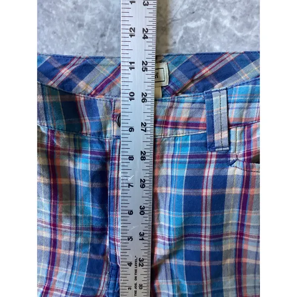 LL Bean Womens Blue Plaid Crop Pants Cotton Straight Leg Size 10 Reg 0DCN3 - Image 4
