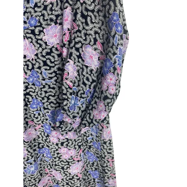 LOFT Floral Long Sleeve Ruched Bust Midi Sz 12 Lightweight Cottagecore Dress NWT - Image 5