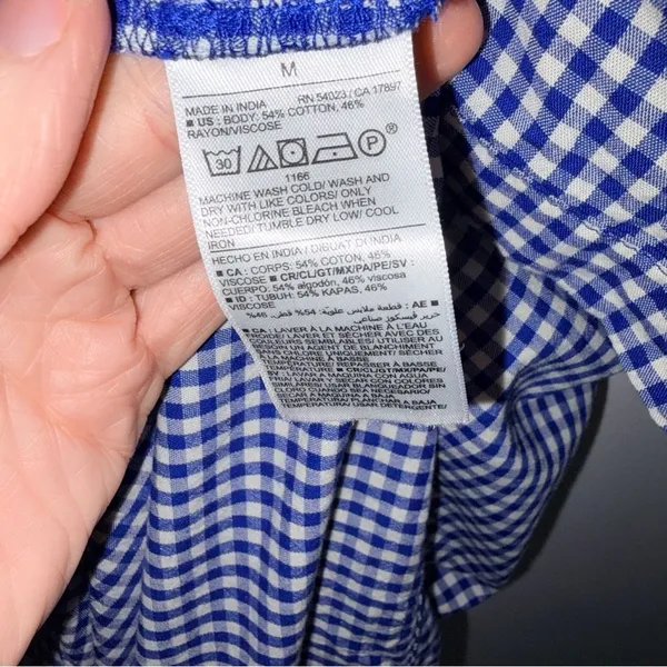 Old Navy Cami Dress Blue Gingham M Tiered Maxi Sundress Pockets Boho Country - Image 4