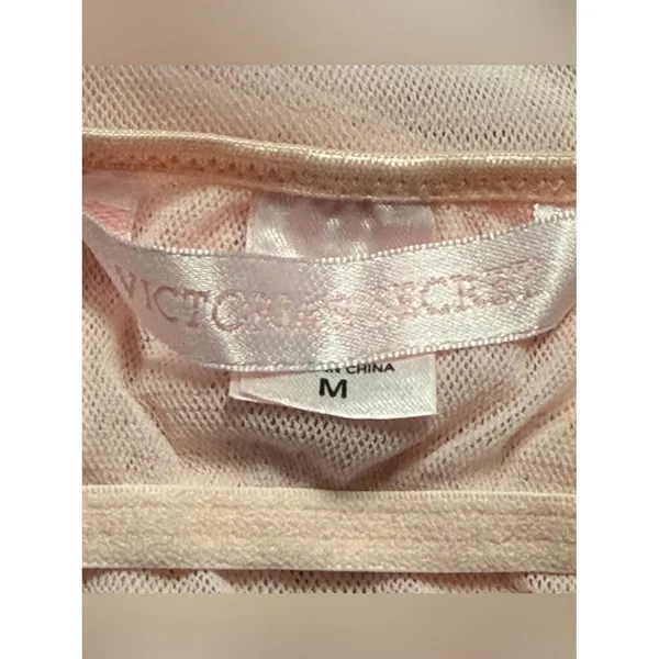Vintage Y2K Victorias Secret Mesh Lace Pink Babydoll Dress Size M Coquette Fairy - Image 6