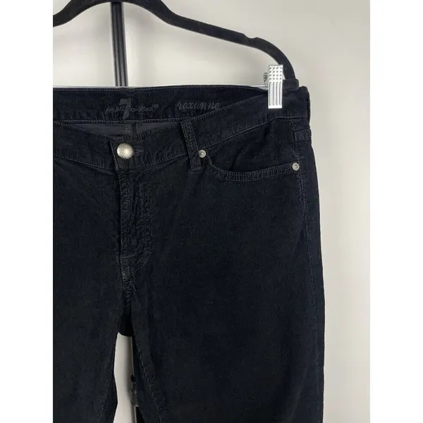 7 For All Mankind Black Roxanne Corduroy Mid Rise‎ Jeans Size 32 - Image 2