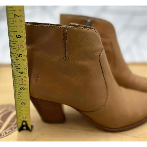 Frye Jennifer Leather Ankle Booties Brown Zipper Heeled Womens Size 7‎ READ - Image 16