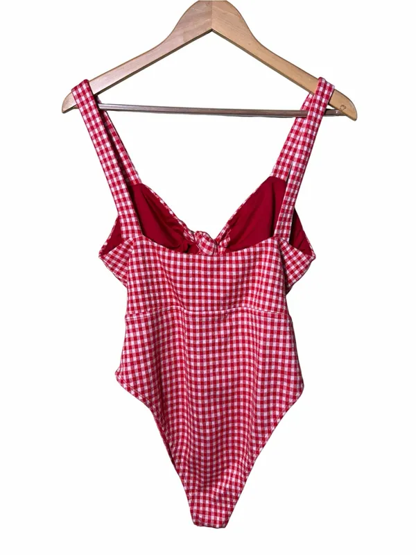 New Sabo Skirt Red Gingham Cutout Bodysuit Size Large Coquette Summer - Image 2