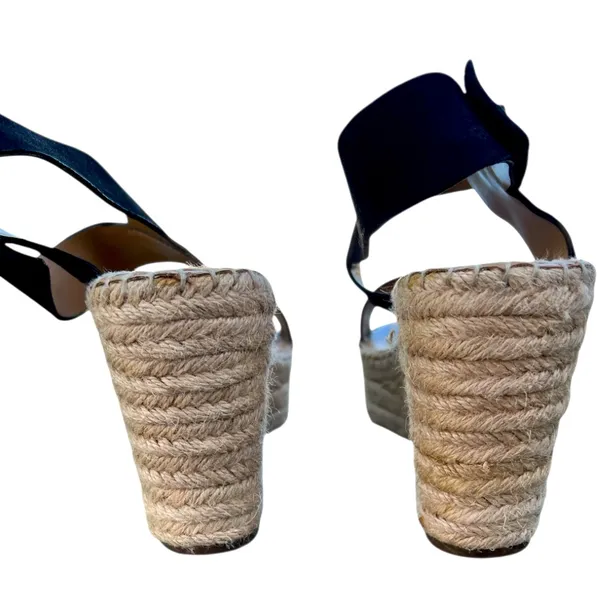 Franco Sarto Tulsa ‎ Black Espadrille Wedge Sandals Women's Size 8.5 M 4" Heel - Image 3