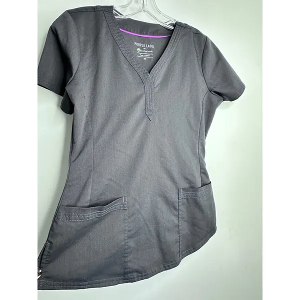 Purple Label by Healing Hands Scrub Top – Dark Charcoal Gray, Size XS - Image 3