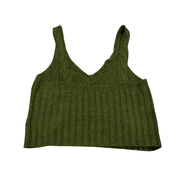 ANTHROPOLOGIE Crop Cable-knit Summer Sweater Tank In Green L - Image 5