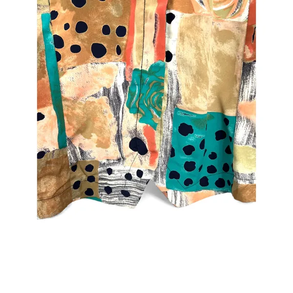 vintage 1990s | L | Blouse Top Shirt with a rose and dots patchwork print women - Image 3