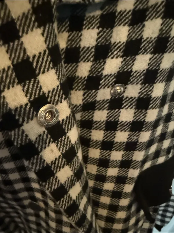 BloomChic Black and White Plaid Double-Breasted Pea Coat - Image 7