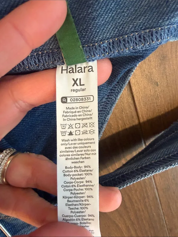 HALARA Flex Rolled Hem Washed Denim Casual Short Overalls Size XL - C45-061 - Image 4