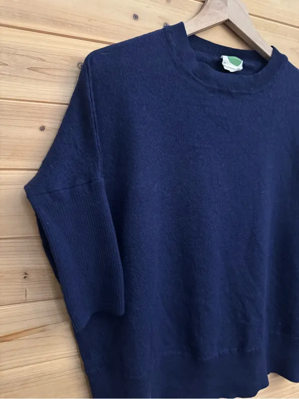 By Anthropologie Small Navy Blue Elbow Sleeve Wool Blend Pullover Sweater - Image 2