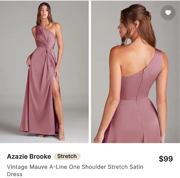 NWT Azazie Dress - Vintage Mauve in Stretch Satin - Image 5