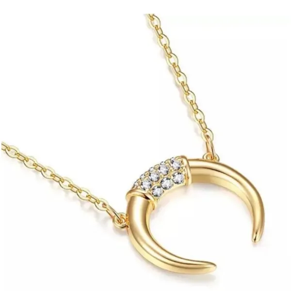 NEW Women's Gold-Plated Crescent Moon Horn Necklace‎ Size 16 + 2” - Image 10