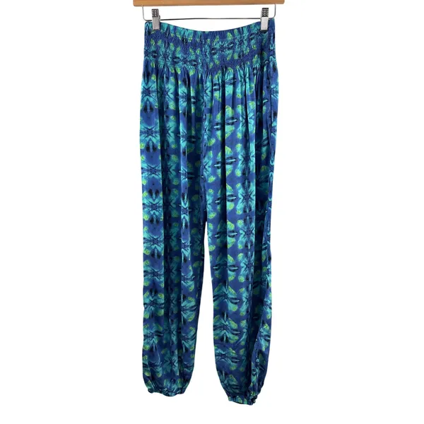 Women’s Lotus & Luna Small Blue & Green Patterned Harem Pants - Image 3