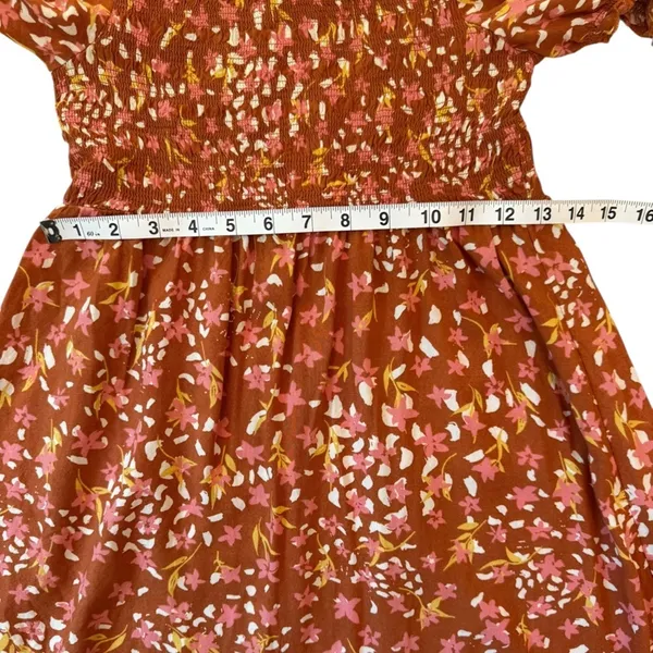 Roxy Hello Petal Woven Mini Dress On or Off Shoulder Fall Smocked Size Small - Image 13