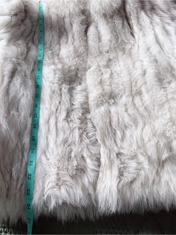 SAGA FOX Real Fur Coat Jacket White Grey Small Genuine Luxury Winter - Image 8