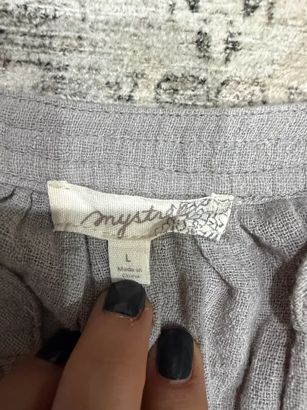 Mystree Soft Light Gray Gauze Tiered Blouse - Image 2