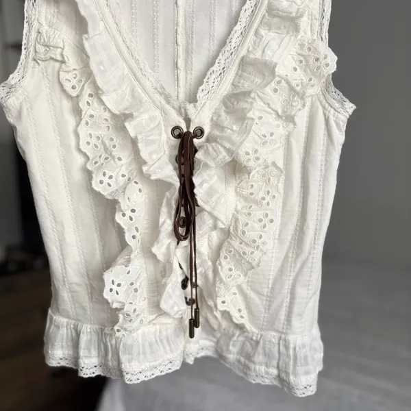 Pilcro Eyelet Ruffle Tank XS - Image 2