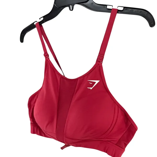 Gymshark Mesh Neckline Sports Bra‎ S Red Racerback High Impact Support Fitness - Image 3